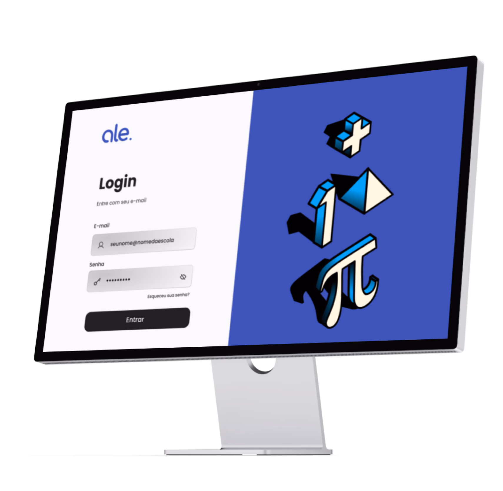 Tela de login da plataforma ale. em um monitor